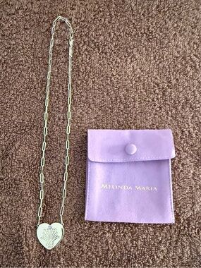 Melinda Maria Limited Edition Anniversary Heart Tag Necklace Silver Tone new bag
